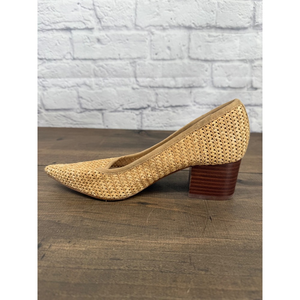 Vince Camuto Raffia Woven Block Heel Pumps Coastal Chic Old Money Quiet Luxury 7 - Picture 12 of 13